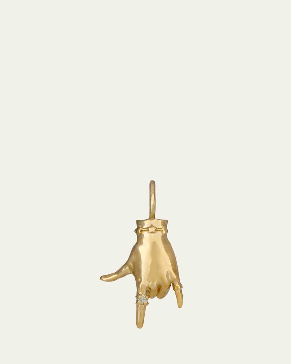 I Love You LadyFinger 14K Yellow Gold Pendant with Diamond
